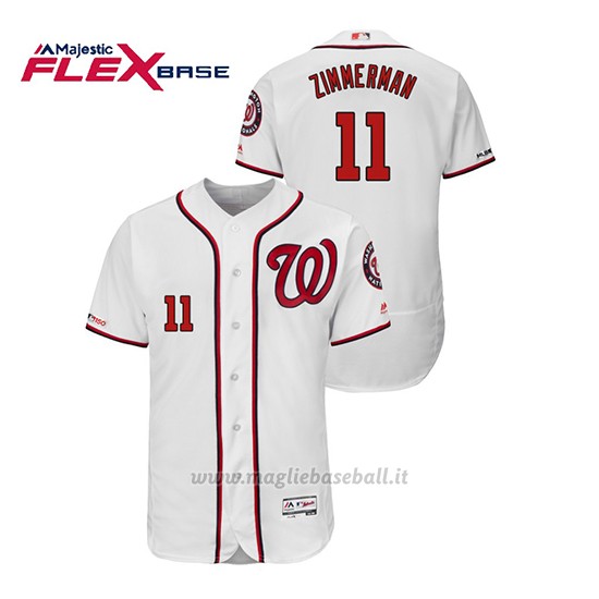 Maglia Baseball Uomo Washington Nationals Ryan Zimmerman 150th Aniversario Patch Flex Base Bianco